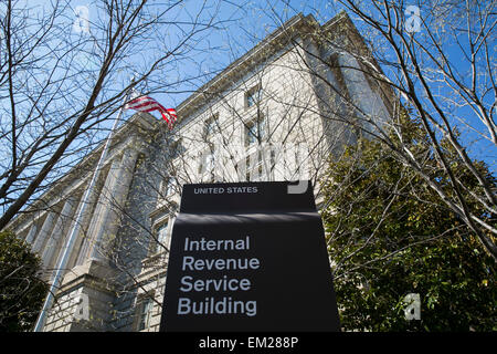 An exterior view of the Internal Revenue Service (IRS) headquarters building in downtown Washington, DC. Stock Photo