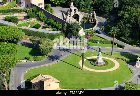 Aerial view of Vatican Gardens from St Peter Basilica, Rome, Italy Stock Photo