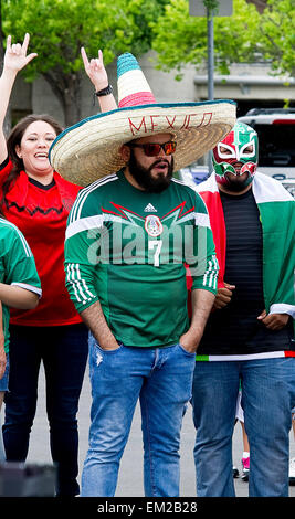 April 15, 2015: Mexico's fans pre game action against USA men's soccer at the Alamodome. San Antonio, Texas. Stock Photo