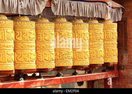 Buddhist prayer wheels at Swayambhunath Monkey temple - Kathmandu ...