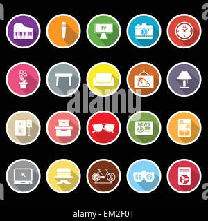 Living room icons with long shadow, stock vector Stock Vector