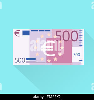 Euro Banknote Flat Design with Shadow Stock Photo