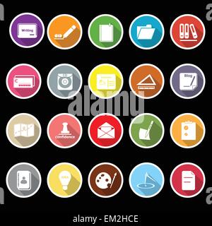 Writing related icons with long shadow, stock vector Stock Vector