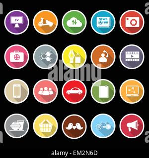 Social network flat icons with long shadow, stock vector Stock Vector