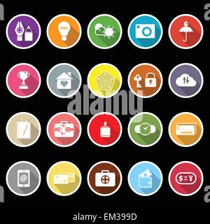 Insurance sign flat icons with long shadow, stock vector Stock Vector