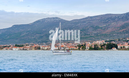 Sailing Yacht on Adriatic, Croatia Stock Photo