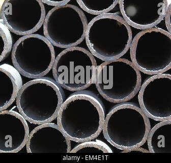 Metal profiles tube foundation for building structures, steel Stock Photo