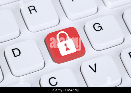 Computer security on the internet lock icon data protection Stock Photo