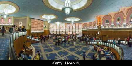 The opulent vestibule of the Raj Mandir Cinema in Jaipur, Rajasthan, India Stock Photo