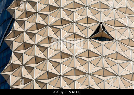 Exterior of Al Bahr (Al Bahar) towers in Abu Dhabi United Arab Emirates with innovative automatic sun shielding exterior Stock Photo