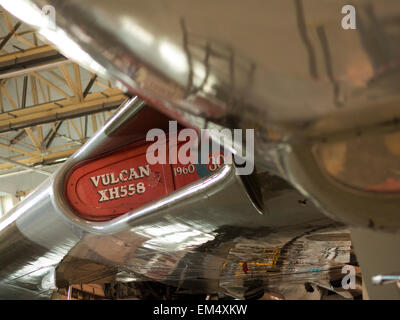 engine air intake of ex-RAF Vulcan serial number XH558,preserved by the Vulcan to the Sky Trust, based at Doncaster Robin Hood A Stock Photo