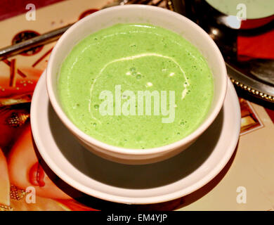 Indian pea soup is photographed close up