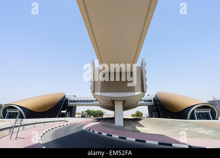 Modern metro railway station  in Dubai United Arab Emirates Stock Photo