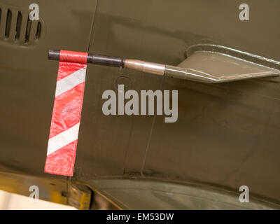 'Remove Before Flight' protective covers on ex-RAF Vulcan serial number XH558,preserved by the Vulcan to the Sky Trust, based at Stock Photo