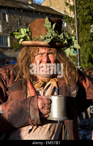 UK, England, Yorkshire, Grassington, Dickensian Festival, retired local doctor Andrew Jackson playing Sadgebury Spoon Stock Photo