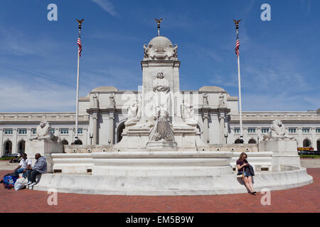 Columbus Fountain at Union Station - Washington, DC USA Stock Photo