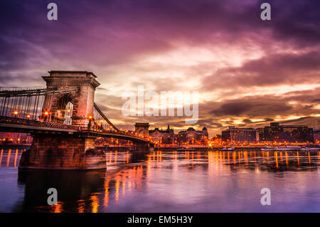 View of Danube river early in the morning Stock Photo