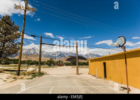 The eastern Sierra Nevada from a basketball court Stock Photo