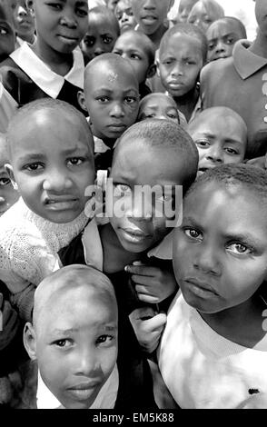 Children of a Catholic school ikutha, Kitui, Kenya. Education is the future not only the development of the country but of preventing diseases such as AIDS. In Kenya, 68% of children finish 5th grade of primary education and 31% of children and 28% of girls attending secondary classes. Stock Photo