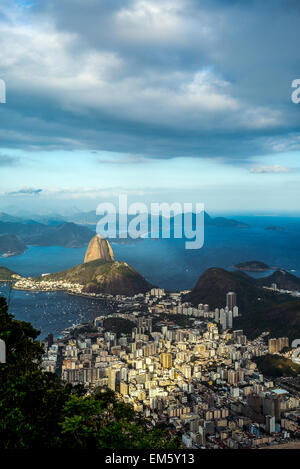 Brazil, Rio De Janeiro, panorama of the city seen from the Corcovado in a cloudy day Stock Photo