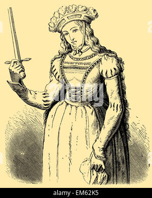 Saint Joan of Arc or The Maid of Orléans, Jeanne d'Arc (ca. 1412 - 1431), national heroine of France and a Catholic saint Stock Photo