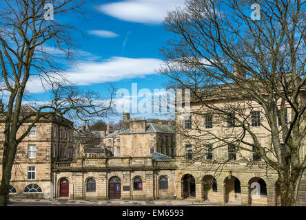 Old buildings in the spa town of Buxton in Derbyshire on a sunny spring day. Stock Photo