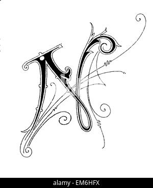 Letter N, Font: Art Nouveau Stock Photo