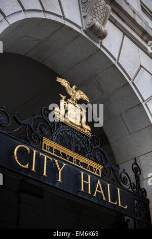 Portland city hall sign Stock Photo
