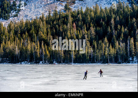 Ice sakting on Tenaya Lake Stock Photo