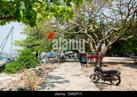 Path alongside the beach in Fort Kochi, Kerala India Stock Photo