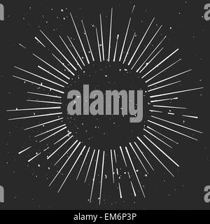 Vintage  hand drawn eclipse with rays, starburst template with a space for your text, company name or slogan Stock Vector