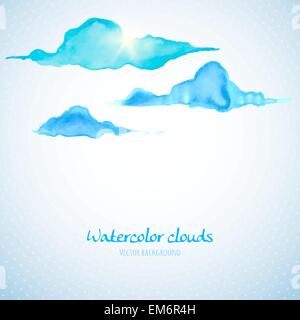 Watercolor clouds background with space for your text. Vector illustration Stock Vector
