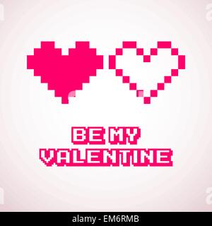 Vector pixel hearts for Valentine's day cards designs Stock Vector