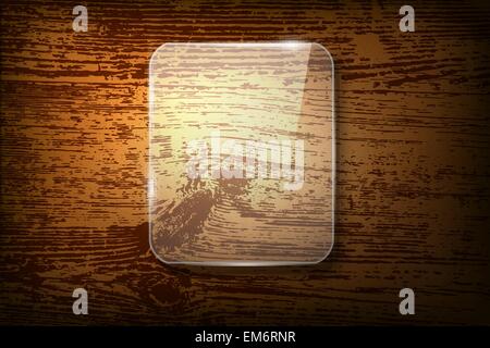 Vector glass frame on vintage wooden background Stock Vector