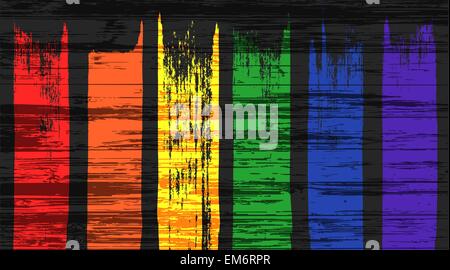 Set of 6 colorful rainbow brush stroke elements for your designs Stock Vector