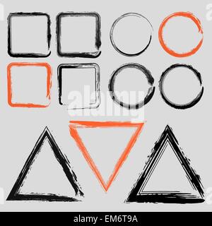 Set of grunge charcoal frames of different shapes vector Stock Vector
