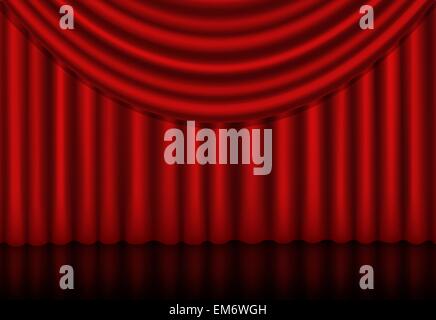 Red curtains background with a reflection Stock Vector