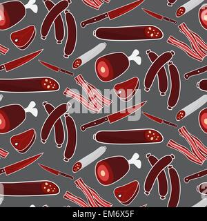 Seamless vector meat pattern on grey Stock Vector