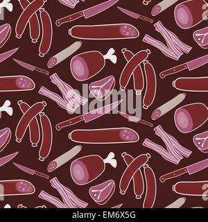 Seamless vector meat pattern on brown Stock Vector