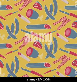 Seamless vector meat pattern on yellow Stock Vector