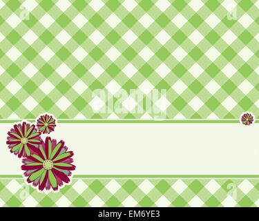 checkered background in a light green color decorated with flower. Vector Stock Vector