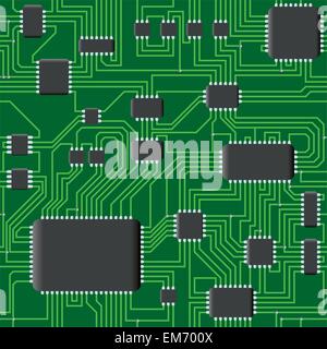 Vector illustration of seamless electronic board chip-set background Stock Vector