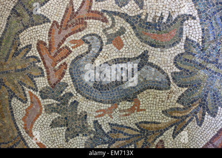 Roman polychrome mosaic representing a goose Stock Photo