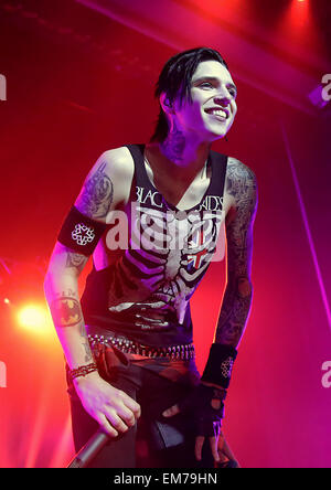 Black Veil Brides performing live in concert at the Manchester O2 Apollo  Featuring: Andy Biersack Where: Manchester, United Kingdom When: 12 Oct 2014 Stock Photo