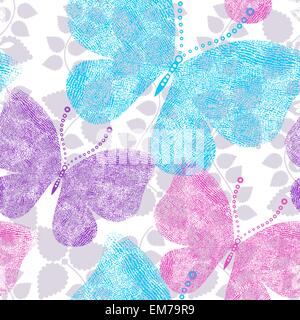 Spring grunge seamless floral white pattern Stock Vector