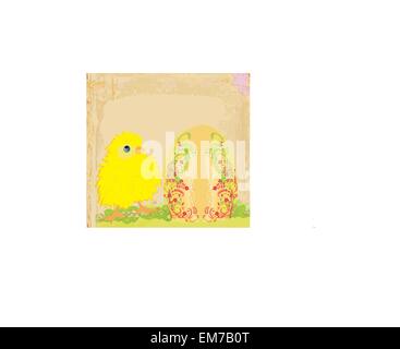 Cute Easter chick cartoon character,Happy Easter Card. Stock Vector