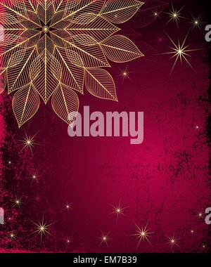 Dark red grungy Christmas frame Stock Vector