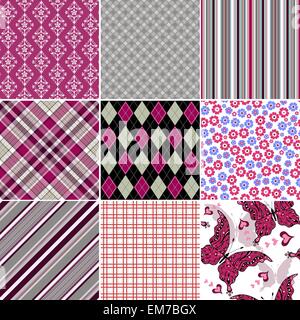 Set seamless colorful vintage pattern Stock Vector
