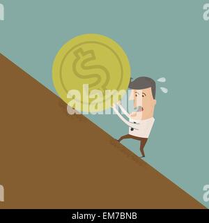 Businessman pushing coin Stock Vector Image & Art - Alamy