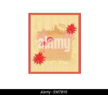 Chinese New Year with lanterns card , vector illustration Stock Vector ...